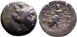 Ancient Coins - Cilicia, Mopsos AE23 veiled Tyche / Zeus seated w. Nike
