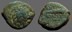 Ancient Coins - Antiochos VII AE15 Lion's head right. / Club of Herakles