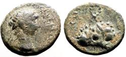 Ancient Coins - Trajan AE16 Cappadocia, Caesarea. Mt. Argaeus w. wreath
