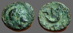 Ancient Coins - Troas, Sigeon AE11 Athena / SI-GE, Crescent