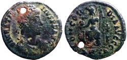 Ancient Coins - Gratian AE18 Concordia seated w. globe & scpeter.  Antioch