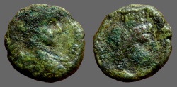 Ancient Coins - Elagabalus AE17 Caesarea.  bust of Sarapis w. modius