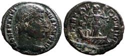 Ancient Coins - Constantine I AE20 follis. Victory in galley, wreath in each hand
