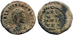 Ancient Coins - Valentinian II AE13 Vows in wreath.  VOT/XX/MVLT/XXX