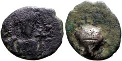 Ancient Coins - Phocas era 1/2 follis w. glob of silver attached