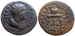 Ancient Coins - Valerian I AE26 Cilicia, Anazarbus. Agnostic table w. prize urn