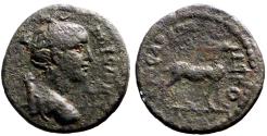 Ancient Coins - Lydia, Hierocaesaraea AE16 Pseudo-autonomous. Artemis / Stag