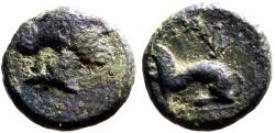 Ancient Coins - Phrygia, Laodikeia ad Lycum AE10 Tyche / Lion w. paw raised
