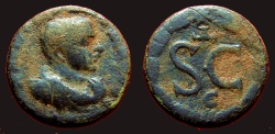 Ancient Coins - Diadumenian AE17 Antioch, Syria, SC within wreath. 
