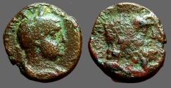Ancient Coins - Severus Alexander AE20 Caesarea.  Sarapis w. modius on head. 