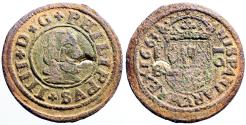 World Coins - Spain. Philip IV AE25 (16) Maravedis.  1663
