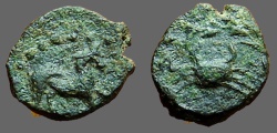 Ancient Coins - Punic Sicily AE11 Horse right / Crab