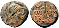 Ancient Coins - Pontos, Amisos AE19 helmeted Athena / Sword in sheath