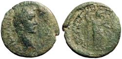 Ancient Coins - Antoninus Pius AE21  Tiberiopolis, Pisidia. Mên stg. w. pine cone & scepter