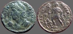 Ancient Coins - Constantius II AE2 bust left w. globe / Emperor w. 2 captives.  Alexandria, Egypt