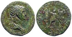 Ancient Coins - Trajan AE25 Dupondius. Trajan w. Trophies