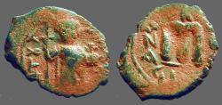 Ancient Coins - Constans II AE Follis, SB#1000.   Constans standing with long cross, and globus cruciger.