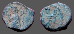 Ancient Coins - Aretas IV AE16 Aretas stg. l. holds spear / Shuqailat stg. l.  Petra. SNG Part 6 #1435 