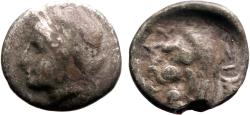 Ancient Coins - Mysia, Kyzikos AR15 Drachm. Kore Soteira / Lion