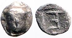 Ancient Coins - Ionia, Kolophon AR6 Tetartemorion. facing Apollo / TE