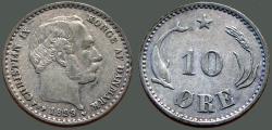 World Coins - Denmark, Christian IX AR15 (10) Ore.  1899