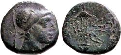 Ancient Coins - Pontos, Amisos AE18 helmeted Athena / Sword in sheath
