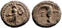 Ancient Coins - Pisidia, Etenna AE12 Nymph w. serpent / Crooked Knife