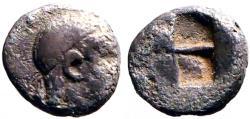 Ancient Coins - Ionia, Kolophon AR5.5 Tetartemorion. Apollo / Incuse square