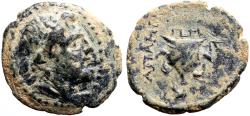 Ancient Coins - Phrygia, Apameia AE17 Zeus / Helmet on meander