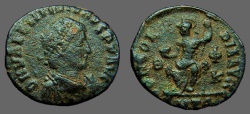 Ancient Coins - Valentinian II AE3 Constantinopolis seated w. globe & spear. Antioch, Turkey 