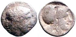 Ancient Coins - Mysia, Lampsakos AR12 diobol. Janiform head / Athena