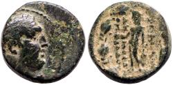 Ancient Coins - Sardes, Lydia AE17 Herakles / Apollo w. bird & laurel branch