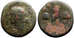 Ancient Coins - Mysia, Adramytion AE21 Apollo / Cornucopia & caps of Dioskuroi