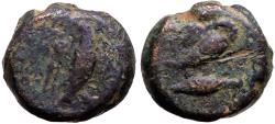 Ancient Coins - Phrygia, Synnada AE13 Roman Eagle / Owl on overturned amphora
