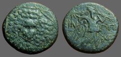 Ancient Coins - Paphlagonia, Sinope AE22 Aegis / Nike walking w. palm branch