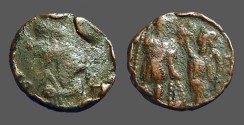 Ancient Coins - Imitative Honorius AE3 (16mm) Victory holds wreath over Honorius.  Antioch, Turkey.