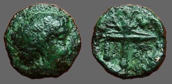 Ancient Coins - Macedonia, Amphipolis AE10 Male hd / Race Torch  