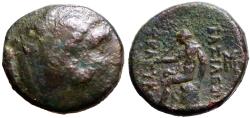 Ancient Coins - Seleukos II Kallinikos AE16 Herakles / Apollo Delphios