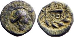 Ancient Coins - Lydia, Sardes AE15 Apollo / Club within oak wreath