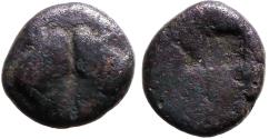 Ancient Coins - Lesbos AR10 Obol. Boar heads confronting / Incuse pattern