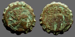Ancient Coins - Antiochus IV Ake-Ptolemais,  AE13 radiate head of Antiochos IV / Hera w. scepter  