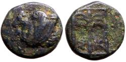 Ancient Coins - Troas, Skepsis AE11 Pegasus / Fir Tree in square