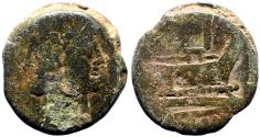 Ancient Coins - Roman Republic  AE32 As.  Janus / Galley Prow