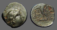 Ancient Coins - Antiochus III AE12 Hd of Apollo / Apollo standing left, holds arrow and bow.