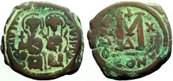 Ancient Coins - Justin II & Sophia AE29 Follis.  Constantinople.  year 11