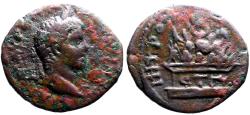Ancient Coins - Elagabalus AE28 Caesarea, Cappadocia. Agalma of Mt. Argaeus set upon altar