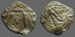 World Coins - Carlos I AE17 Dinero of Navarra. 
