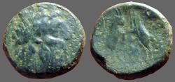 Ancient Coins - Macedon, Thessalonica AE19 Zeus / Goats confronting.