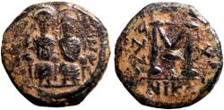 Ancient Coins - Justin II & Sophia AE27 Follis.  Nikomedia year 10