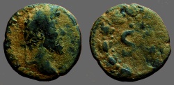 Ancient Coins - Commodus AE 'as' Antioch on Orontes.  SC within wreath.